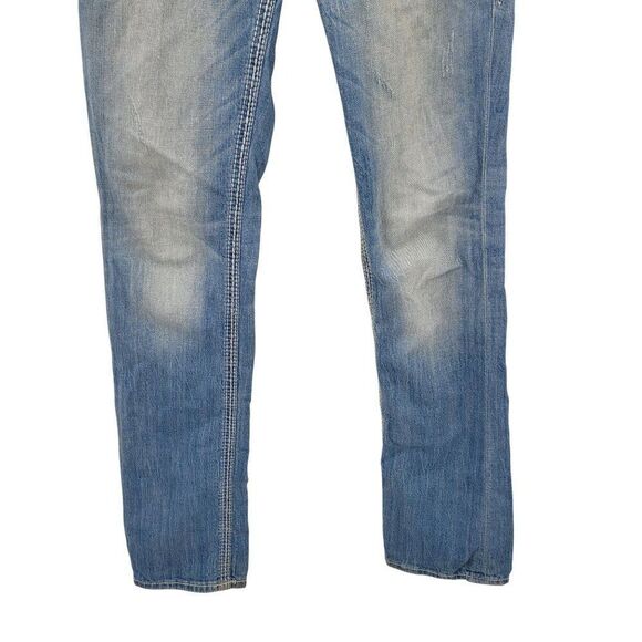 Rock Revival Abbie Straight Leg Low Rise Jeans Women Sz 28 Distressed Light Wash - Picture 7 of 13